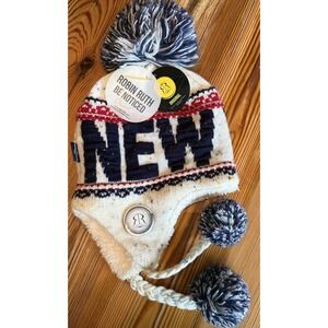 Robin Ruth New York Winter Hat Pom Pom Ski Cap Beanie Flappy Braids Confetti NWT